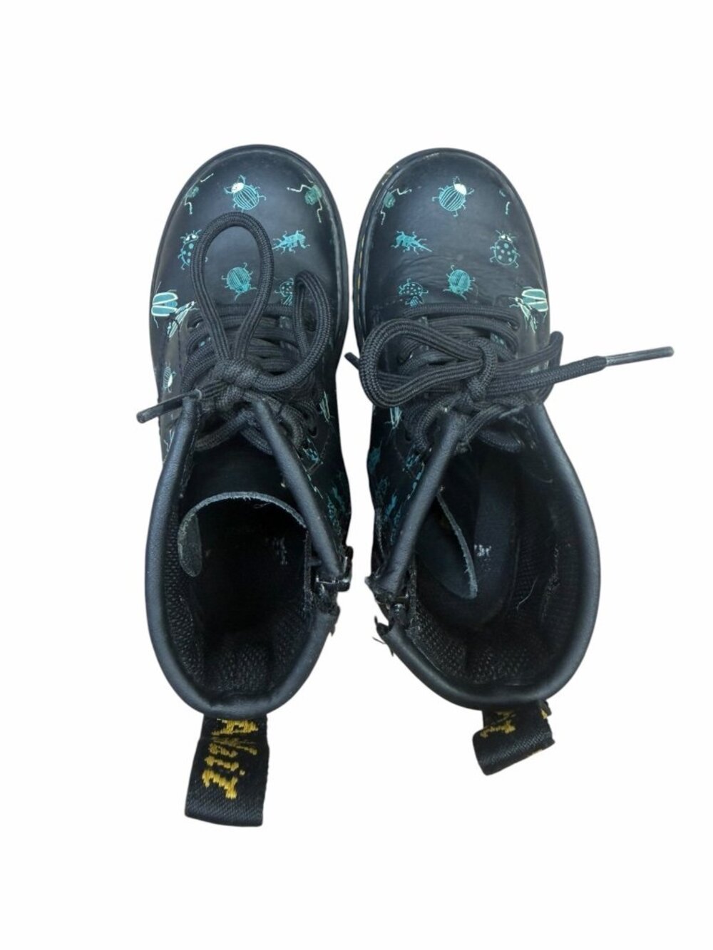 Dr. Martens Kids Black Boots with Teal Bug Print - Picture 5 of 9